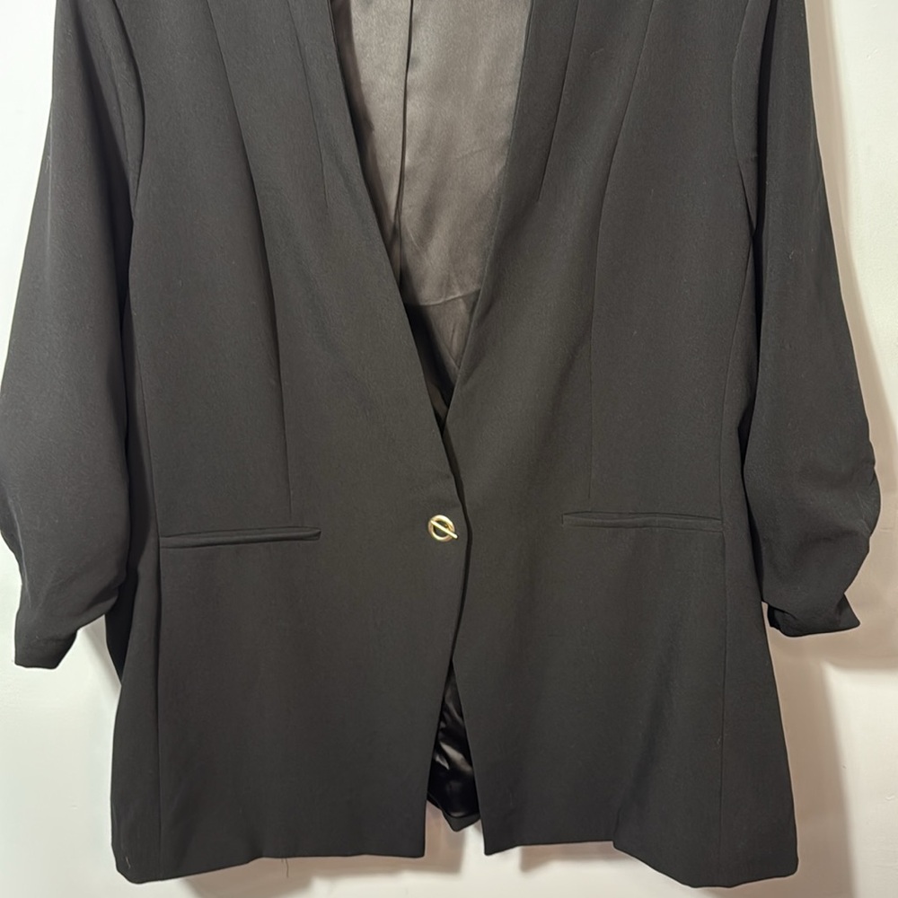 Torrid Jacket Black Single Toggle Closure Ruched … - image 4